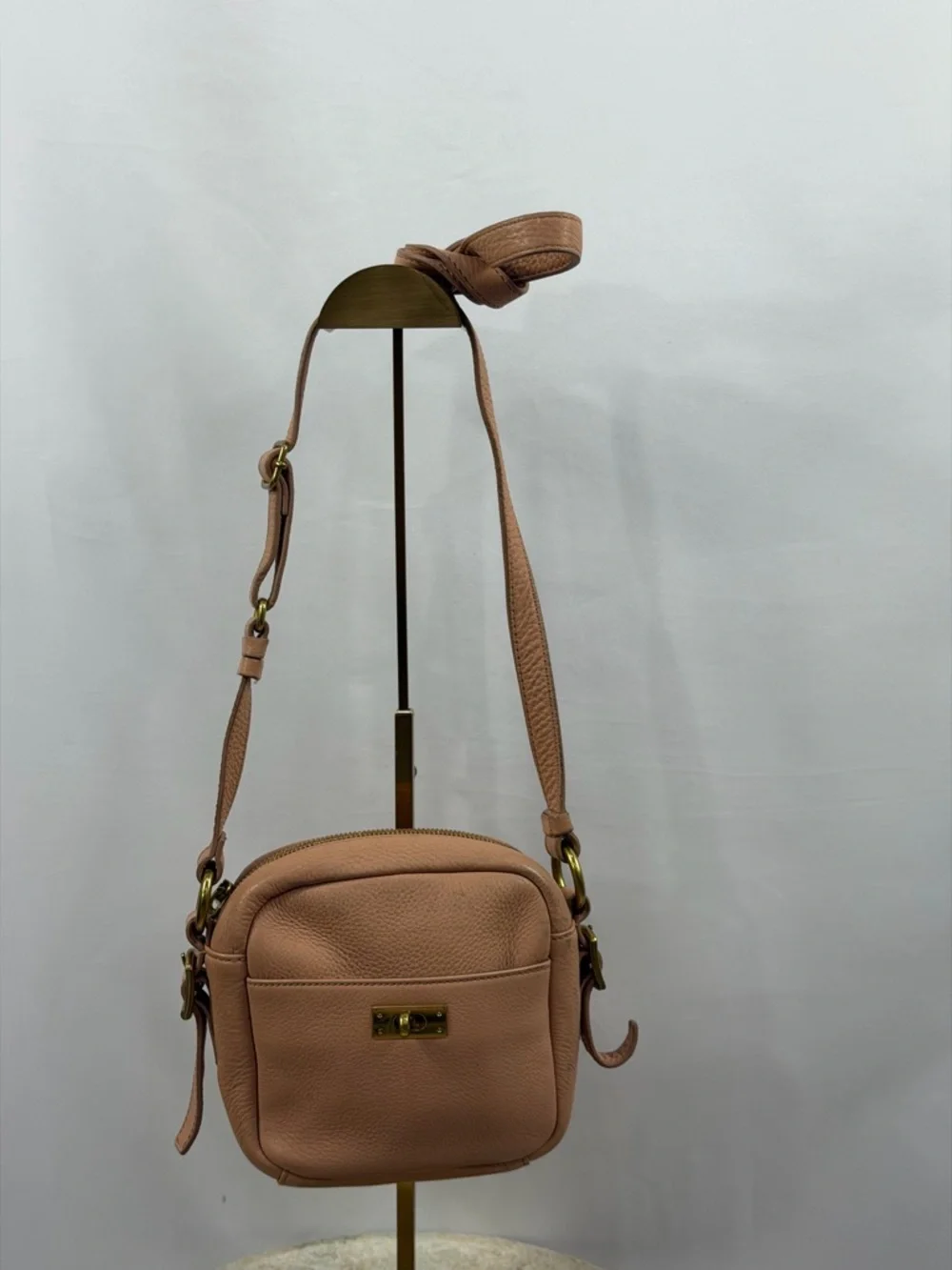 J.Crew Blush Pink Pebbled Leather Camera Crossbody Bag